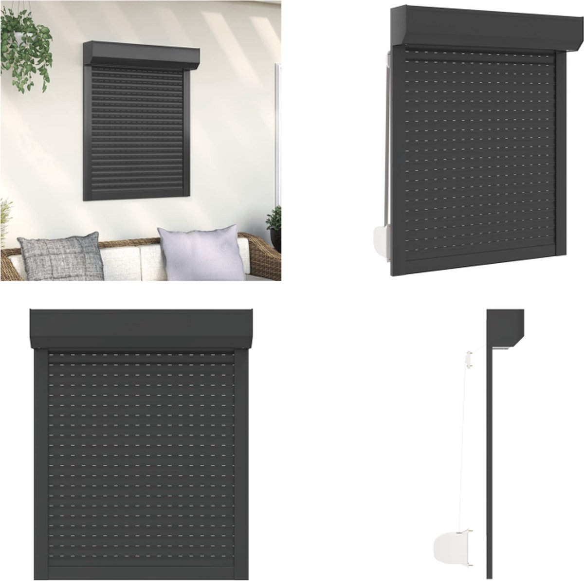 VidaXL Rolluik 80x100 cm aluminium antracietkleurig Rolluik Rolluiken Jaloezieën
