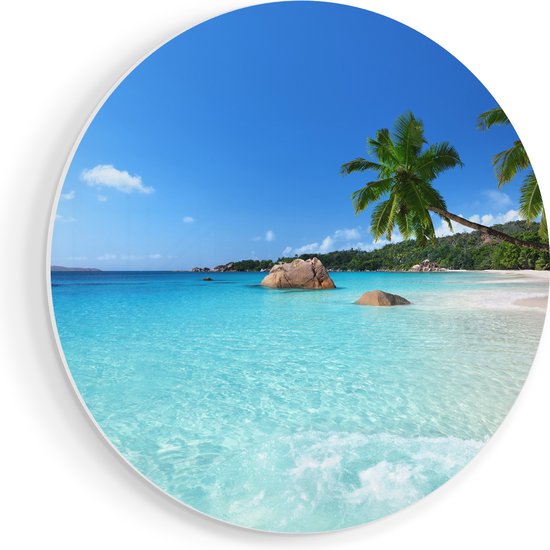 Artaza Forex Muurcirkel Tropisch Strand En Zee - 90x90 cm - Groot - Wandcirkel - Rond Schilderij - Muurdecoratie Cirkel