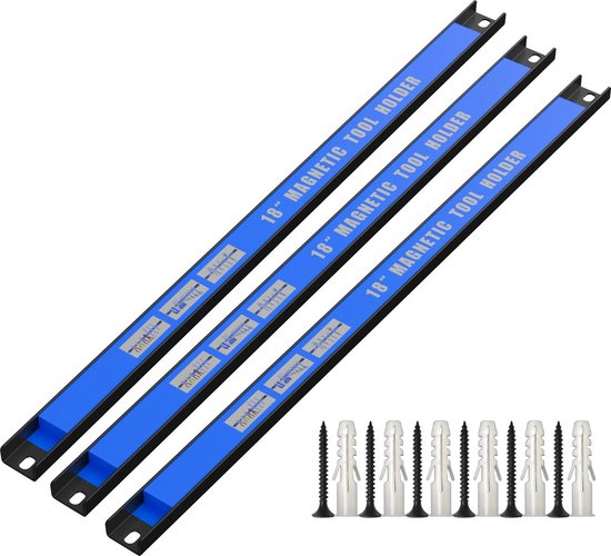 Foto: Intirilife 3x magnetische strips voor gereedschap totale afmetingen 45 5x2 3x1 3 cm magnetisch oppervlak 40x1 8 cm gereedschapshouder strip om te boren inbegrepen met montagemateriaal opslag