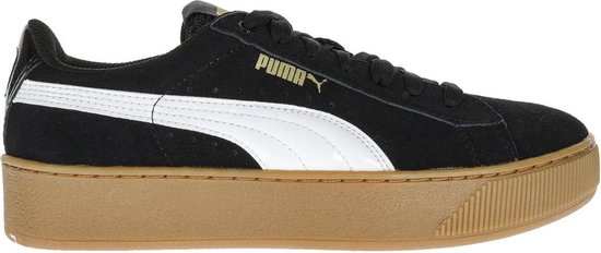 PUMA Vikky Platform 363287 10 - Sneakers - Vrouwen - Puma Black-Puma White-Metallic Gold - Maat - 35.5