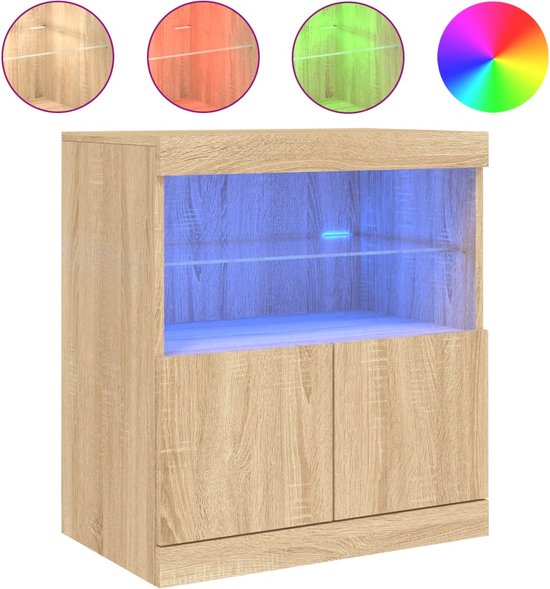 Buffet vidaXL - 60x37x67 cm - Chêne Sonoma - Buffet LED - Buffet - Table basse - Siècle des Lumières LED - Siècle des Lumières RVB