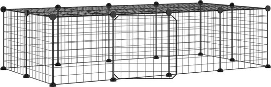 vidaXL Huisdierenkooi met deur 8 panelen 35x35 cm staal zwart