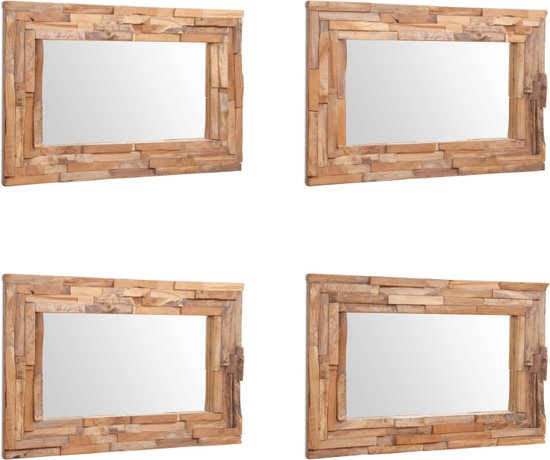 vidaXL Decoratieve spiegel rechthoekig 90x60 cm teakhout - Spiegel - Spiegels - Decoratieve Spiegel - Decoratieve Spiegels