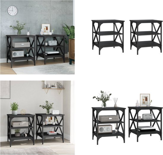 Blomus FERA bijzettafels - set van 2 tafeltjes - zwart gepoedercoat staal - Bath & Living