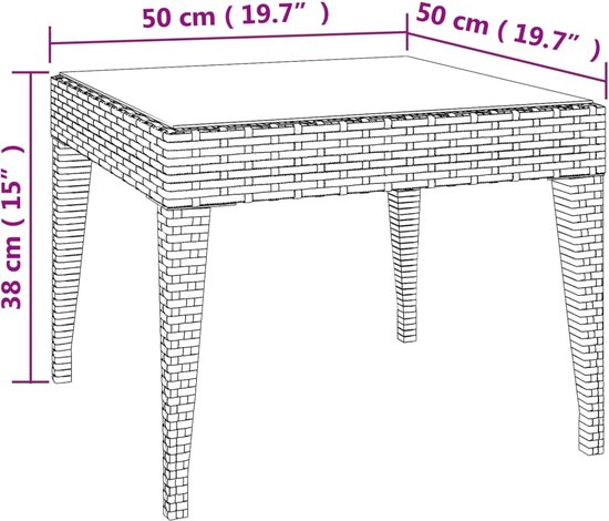 vidaXL - Poly rattan - Tuinbank 2-zits met tafeltje poly rattan zwart - TLS317623