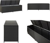 vidaXL Tuinbox 200x50x60 cm poly rattan zwart - Opbergkist - Opbergkisten - Opbergbox - Opbergboxen