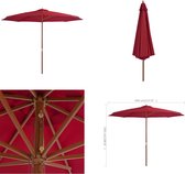 vidaXL Parasol met houten paal 350 cm bordeauxrood - Parasol - Parasols - Buitenparasol - Buitenparasols