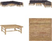 vidaXL 9-delige Loungeset met donkergrijze kussens bamboe - Tuinset - Tuinsets - Loungeset - Loungesets