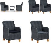 vidaXL Ensemble de salon 3 pièces avec coussins Polyrotin Gris foncé - Chaise de jardin - Chaises de jardin - Chaise longue - Chaises lounge