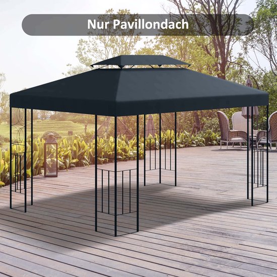 Outsunny vervangend dak paviljoen dak voor metalen paviljoen tuinpaviljoen partytent tuintent polyester 3x4m terra