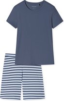 SCHIESSER Essential Stripes shortamaset - dames shortama biologisch katoen blauw - Maat: 36