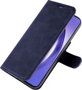Samsung Galaxy A55 Bookcase hoesje - Just in Case - Effen Donkerblauw - Kunstleer