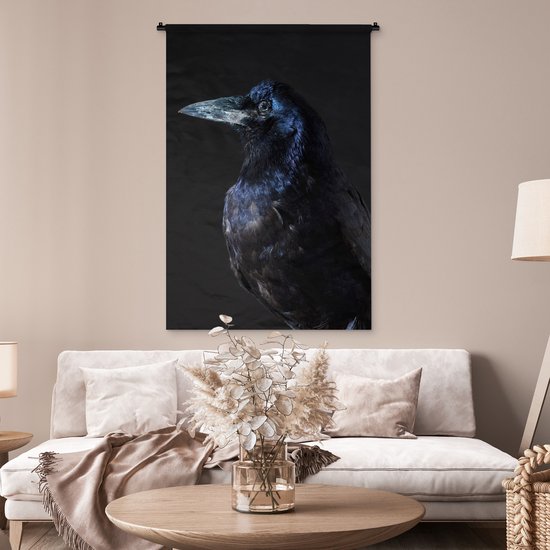 Wandkleed - Wanddoek - Vogel - Dieren - Zwart - 90x135 cm - Wandtapijt