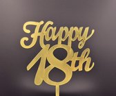 Taarttopper - 18 jaar - Happy 18th - Goud - verjaardag