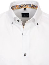 Wit Venti Overhemd Button Down Boord Met Motief Modern Fit - XXL