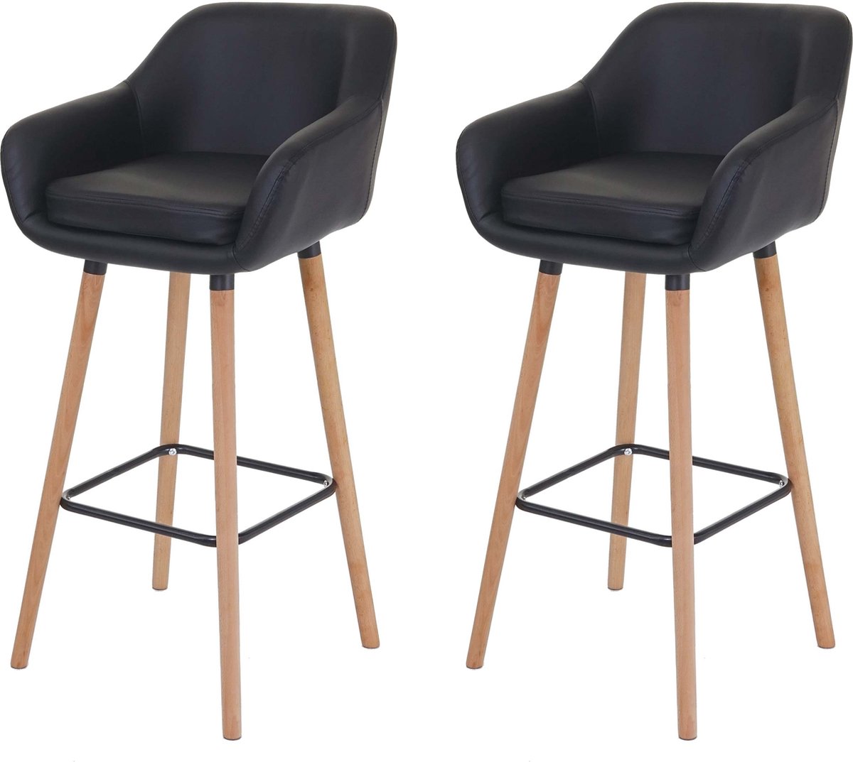 MCW Set van 2 barkrukken Malmö T381, barkruk counterkruk ~ kunstleer, zwart