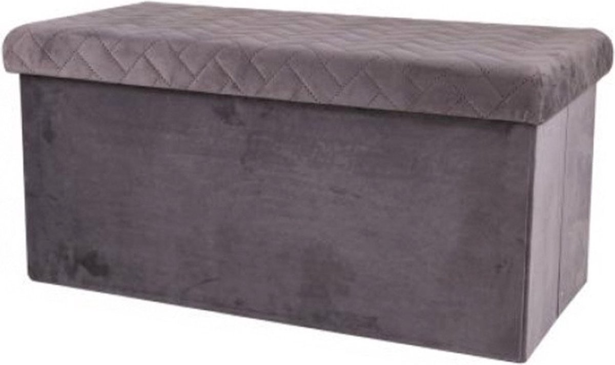 Urban Living Hocker bank - poef XXL - opbergbox - donkergrijs - polyester/mdf - 76 x 38 x 38 cm - opvouwbaar