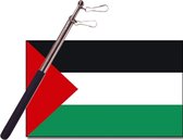 Landen vlag Palestina - 90 x 150 cm - met compacte draagbare telescoop vlaggenstok - zwaaivlaggen