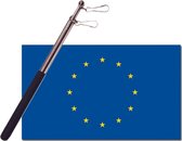 Landen vlag Europa - 90 x 150 cm - met compacte draagbare telescoop vlaggenstok - zwaaivlaggen