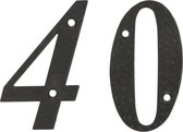 AMIG Huisnummer 40 - massief gesmeed staal - 10cm - incl. bijpassende schroeven - zwart