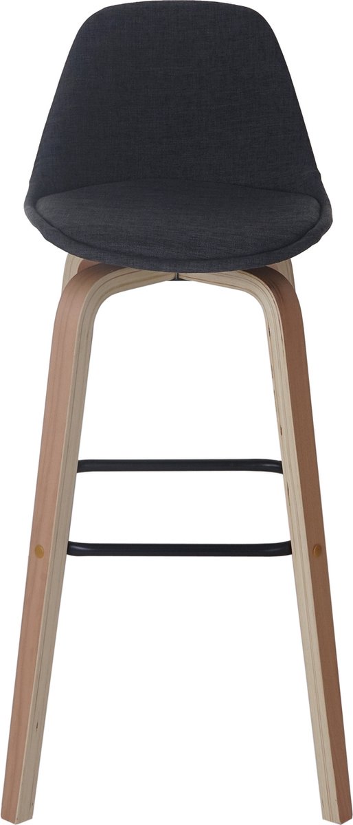 MCW Set van 2 barkrukken MCW-A89, barkruk met rugleuning ~ textiel, donkergrijs