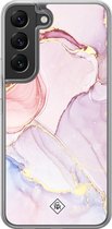 Casimoda® hoesje - Geschikt voor Samsung Galaxy S22 - Marmer roze paars - 2-in-1 case - Schokbestendig - Marble design - Verhoogde randen - Paars, Transparant
