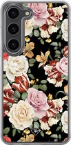 Casimoda® hoesje - Geschikt voor Samsung Galaxy S23 Plus - Bloemen flowerpower - 2-in-1 case - Schokbestendig - Bloemen - Verhoogde randen - Multi, Transparant