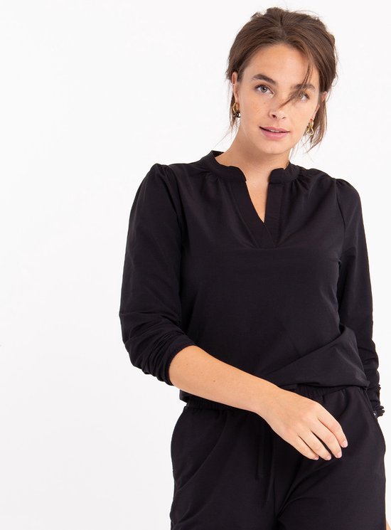 Top noir Je m'appelle - Femme - Tissu voyage - Taille XS - 6 tailles disponibles