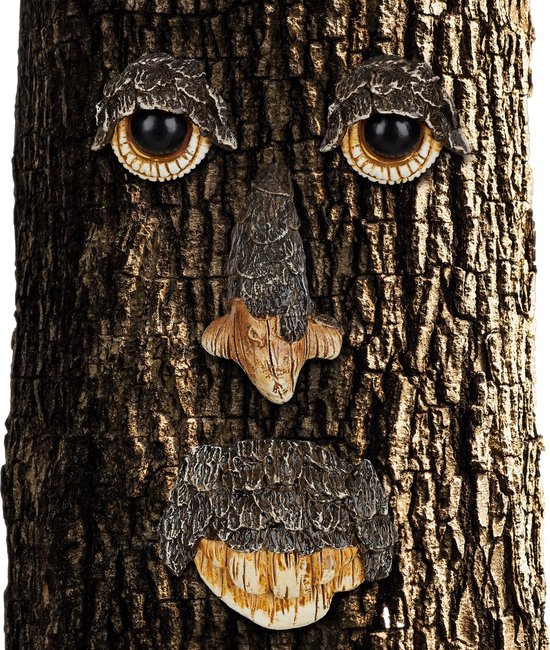 relaxdays arbre visage esprit nature - décoration tronc d'arbre - esprit  forêt 
