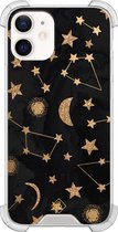 Casimoda® hoesje - Geschikt voor iPhone 12 Mini - Counting The Stars - Shockproof case - Extra sterk - TPU/polycarbonaat - Bruin/beige, Transparant