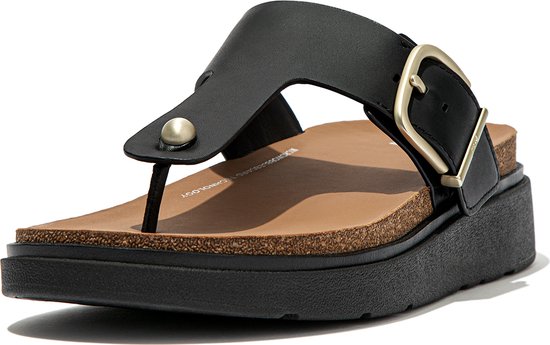 FitFlop Gen-FF Buckle Leather Toe-Post Sandals ZWART - Maat 40