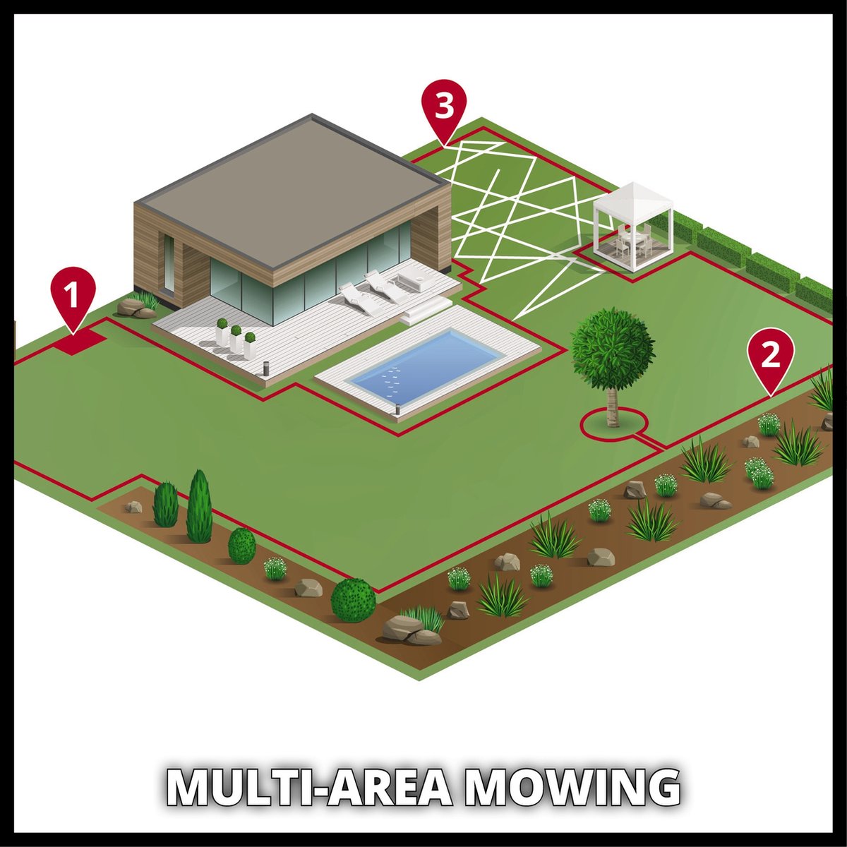 Afbeelding 2 van Einhell Accu Robotmaaier FREELEXO 1200 LCD BT - Power X-Change - 18 V/Li-ion - Bluetooth/APP-bediening - Maaibreedte: 18 cm - Aanbevolen gazonoppervlakte: tot 1200 m² - Incl. installatieset