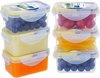 Set van 6 180 ml luchtdichte plastic vershouddozen met deksel, rechthoekig, kleine opbergdozen, sauzencontainer, snackbox (transparant)