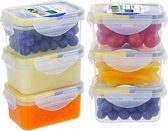 Set de 6 boîtes alimentaires hermétiques en plastique avec couvercle de 180 ml, rectangulaires, petites boîtes de conservation, récipient à sauce, boîte à goûter (transparent)
