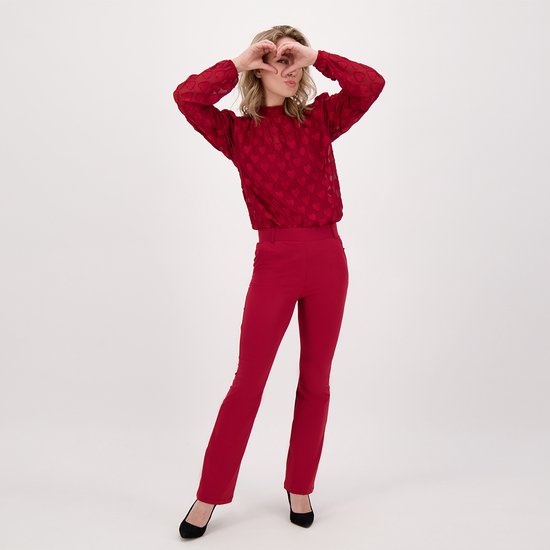 Rode Broek/Pantalon van Je m'appelle - Dames - Travelstof - Maat 42 - 2 maten beschikbaar