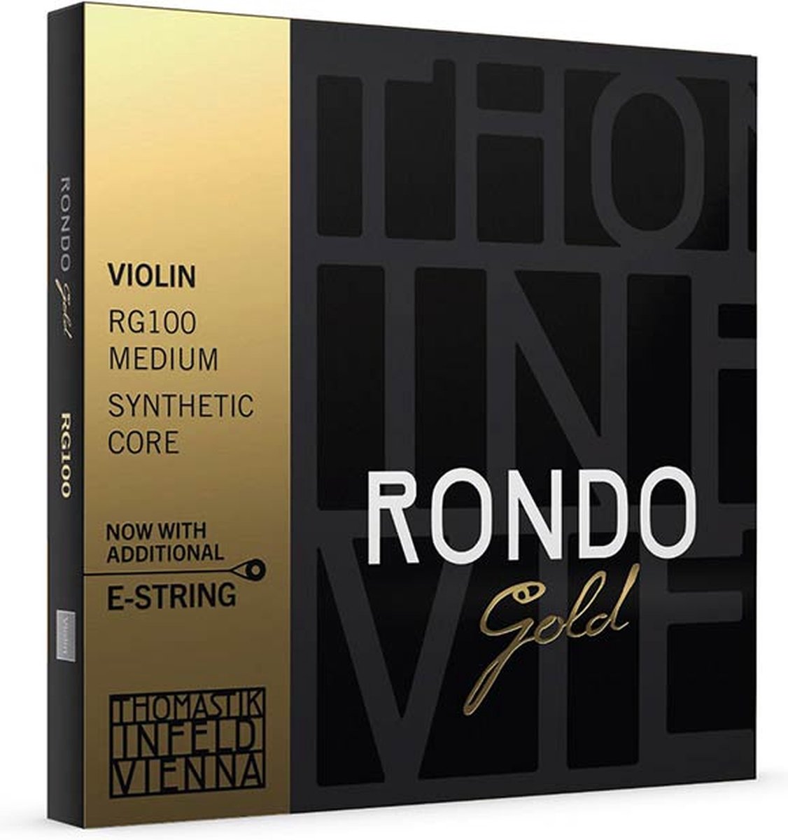 Thomastik Infeld THRG-100 violin string set 4/4, synthetic core includes an extra E-1 gold