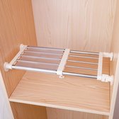 Uitbreidbare plankverdeler Telescopisch kledingkastsysteem Plank Wandgemonteerde opbergplank voor slaapkamer keuken badkamer, zonder boren, ivoor 40-60cm, gewichtscapaciteit 15-20 kg