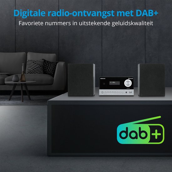 MEDION E64088 Micro Audio Systeem Compact Systeem (DAB+, CD speler. PLL FM-radio, Bluetooth, USB-aansluiting, sleeptimer, MP3, LCD-scherm met 12/24-uurs weergave) — afbeelding 3