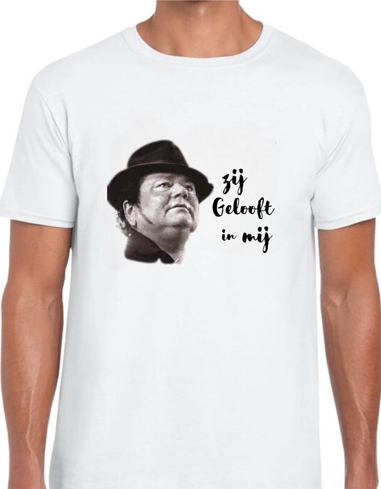 Andre Hazes T Shirt Zij gelooft in mij Wit shirt maat L Verjaardag cadeau. bol