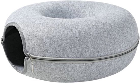 Foto: Donutmand voor katten en honden licht grijs diameter 61 cm kattenmand hondenmand