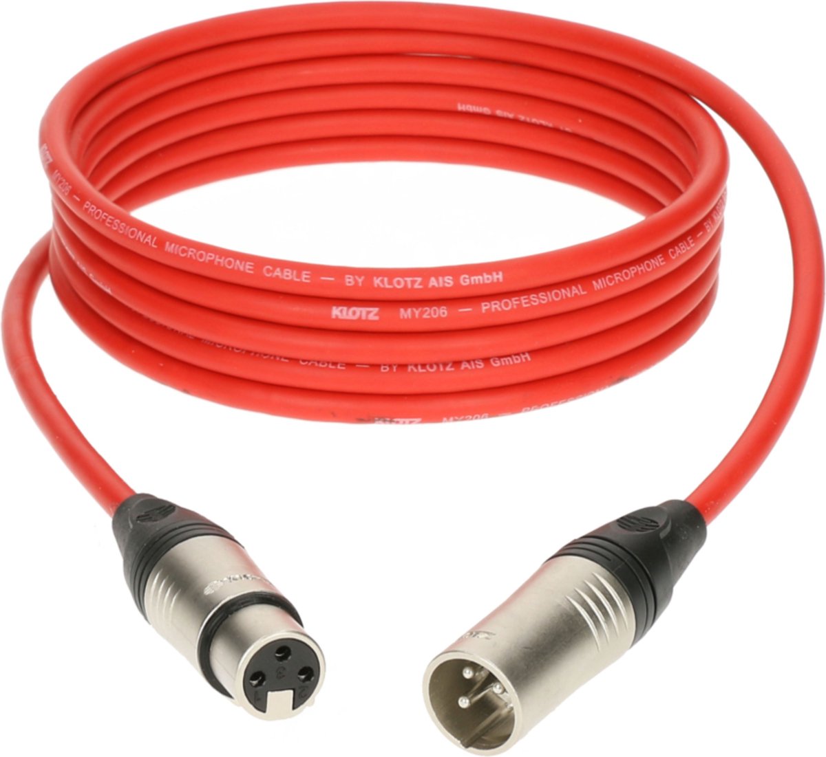 Klotz M1 K RT microfoonkabel 3p XLR F/M rood 10 meter