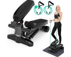 Hulser Stepper met display - Met weerstandsbanden - Home gym fitnessapparaat - Thuis sporten - Twist fitness - Swing - Mini cardio home trainer