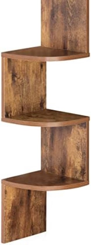 Hoekrek voor de keuken, 3 planken, hout, bamboe, frame van staal, hoekrek, kruidenrek