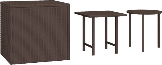 vidaXL- Tables d'appoint-3 pièces-poly-rotin-marron