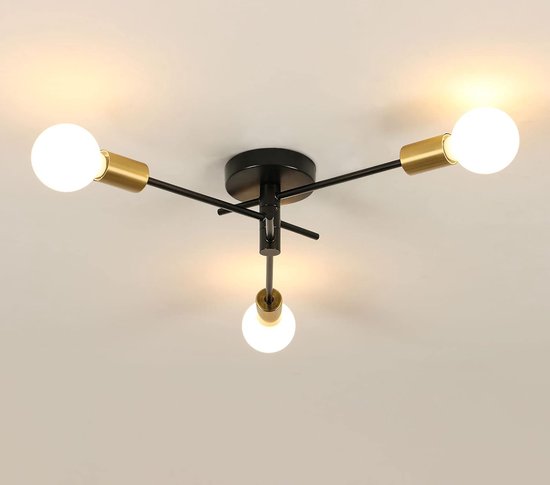 Goeco Kroonluchter - 36cm - Medium - E27 - Vintage Industriële - 180°-360° Verstelbare Plafondlamp - Zonder Lichtbron