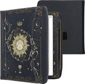 kwmobile flip cover geschikt voor Pocketbook Era - Hoes met handgreep en voorvak voor e-reader - Book case in donkerblauw / geel / zwart - Tarotkaart design