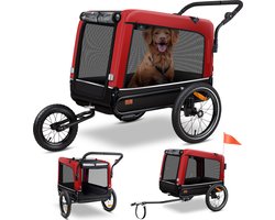 KESSER Hondenfietskar tot 40 kg 3-in-1 - Fietskar, Hondenbuggy en Jogger voor Honden, Oxford Stof en Staal - Rood