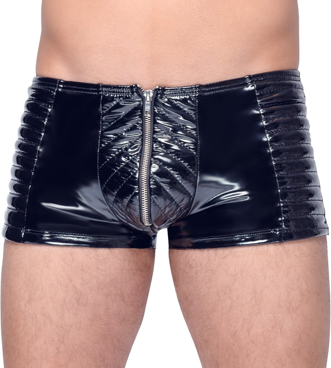 Goedkoopste Vinyl Lak Wetlook Shorts met Gewatteerde Stiksels