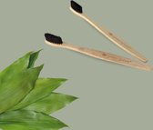Brosse à dents en bambou 2 pièces - Brosse à dents en Bamboo - Charbon infusé - 100% écologique et dégradable - Marron