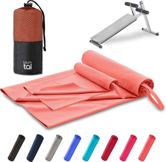 Blumtal Fitness Handdoek Set van 2 - Microvezel Sporthanddoek Gym 180 x 90 cm + 80 x 40 cm - Sporthanddoek 2 Stuks - Koraal